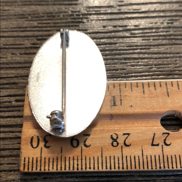 Vintage Oval Sterling Silver Monogramed Pin MKT - Picture 8 of 11